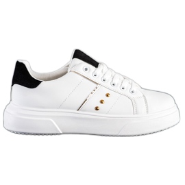 SHELOVET Baskets en cuir écologique blanc