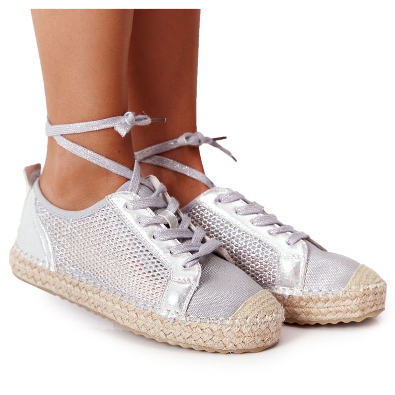 S.Barski Espadrilles Ajourées Lacées S. Barski L17704 Argent