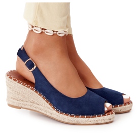 PG1 Sandales compensées Las Palomas avec tresses bleu marin