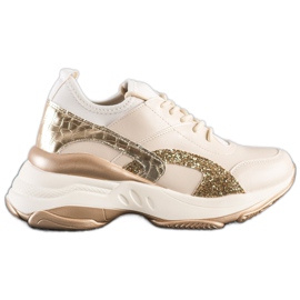 Melisa Baskets classiques nouées beige d'or