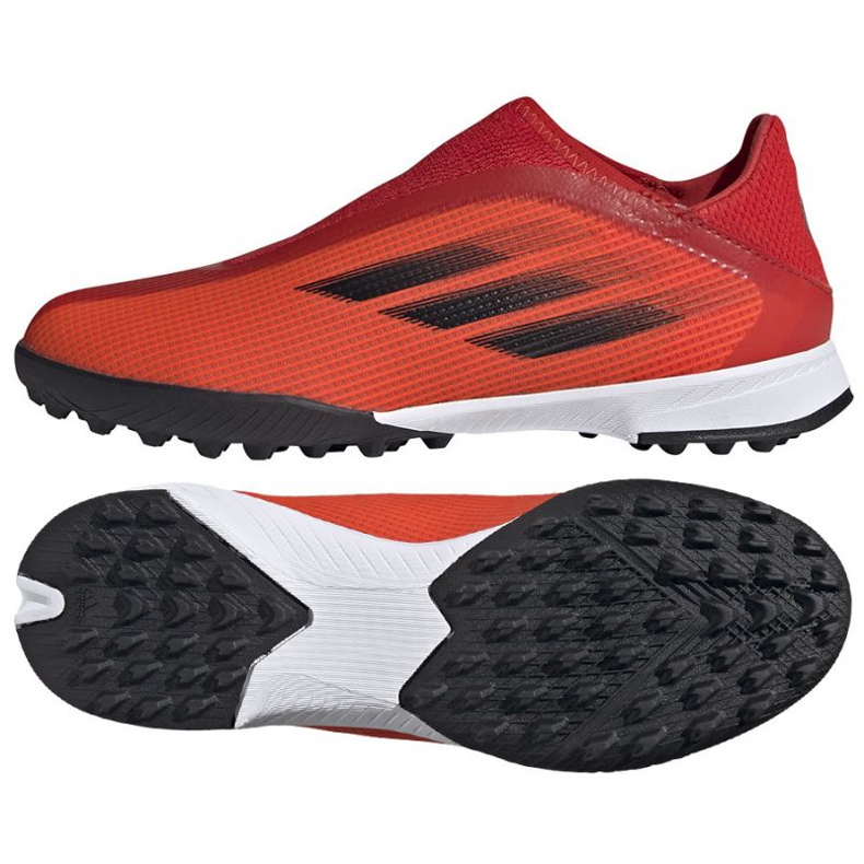 Chaussures de foot Adidas X Speedflow.3 Ll Tf Jr FY3255 multicolore oranges et rouges Chaussures de foot Adidas X Speedflow.3 Ll Tf Jr FY3255 multicolore oranges et rouges