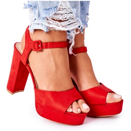 PW1 Sandales en daim sur une barre Camilia rouge