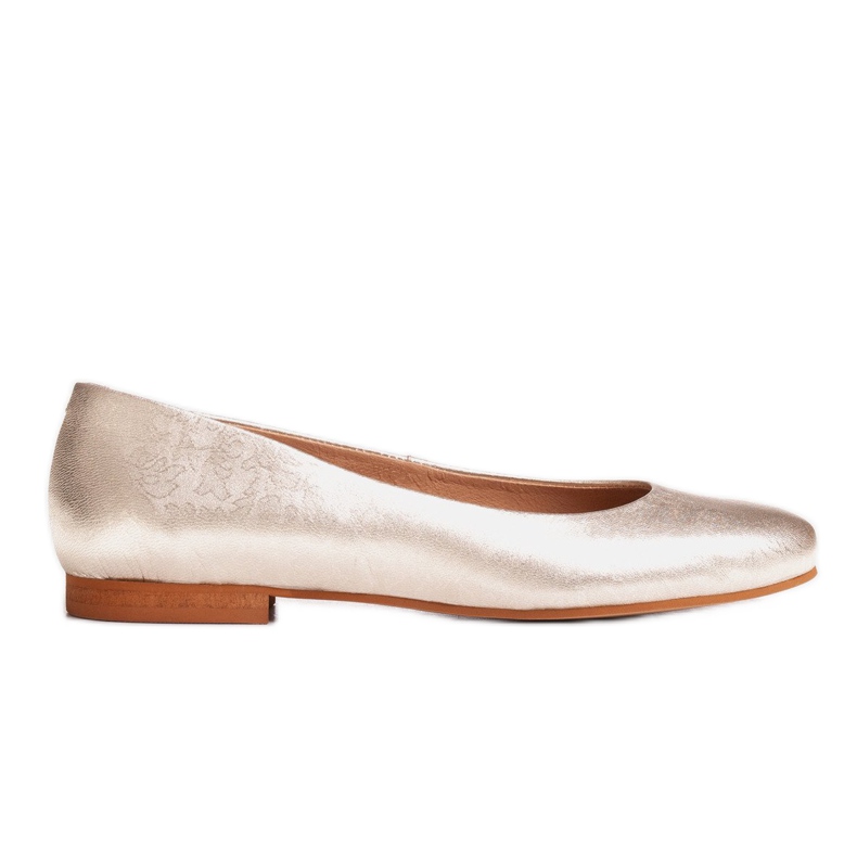 Marco Shoes Ballerines en cuir suédé doré d'or