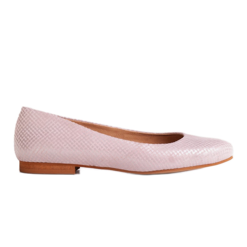 Marco Shoes Ballerines en daim naturel plaqué argent rose