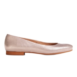 Marco Shoes Ballerines en daim platine naturel d'or