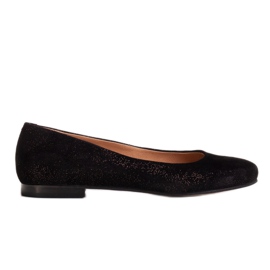 Marco Shoes Ballerines en cuir suédé argenté noir