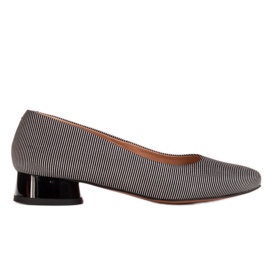 Marco Shoes Ballerines à rayures en cuir fleur le noir