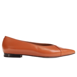 Marco Shoes Ballerines en cuir grainé marron brun