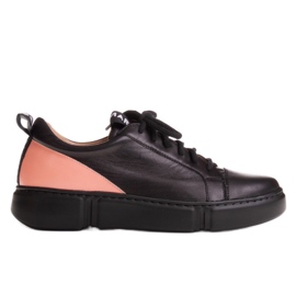 Marco Shoes Baskets en cuir avec empiècement rose noir
