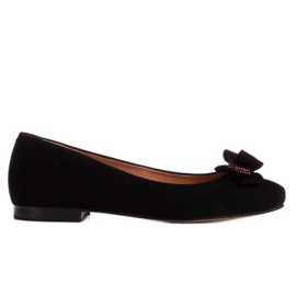 Marco Shoes Ballerines en daim noir à nœud