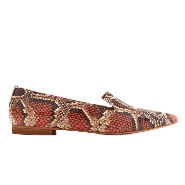 Marco Shoes Ballerines lordsy en cuir - motif peau de serpent rouge Marco Shoes Ballerines lordsy en cuir - motif peau de serpent rouge