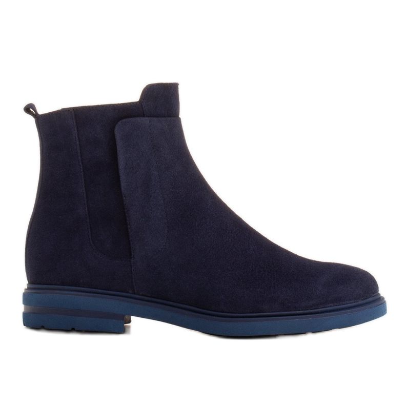 Marco Shoes Bottes légères isolées avec un fond plat en cuir naturel bleu marin