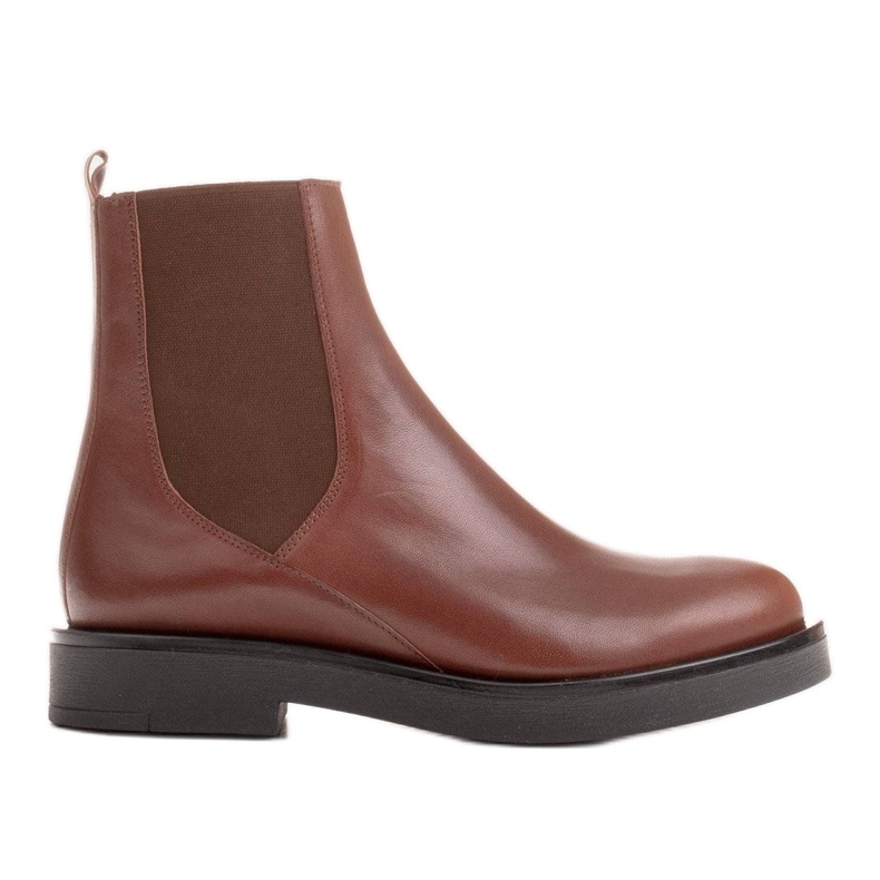 Marco Shoes Bottines plates en cuir avec isolation avec une large tige en caoutchouc brun