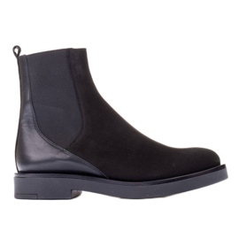 Marco Shoes Bottines plates en cuir avec isolation avec une large tige en caoutchouc noir