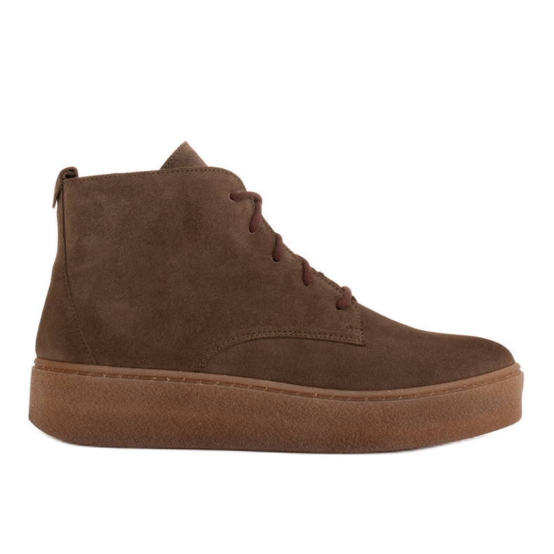 Marco Shoes Bottines basses à lacets en cuir souple brun vert