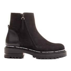 Marco Shoes Bottes pour femmes lisses avec un fond épais et intéressant noir