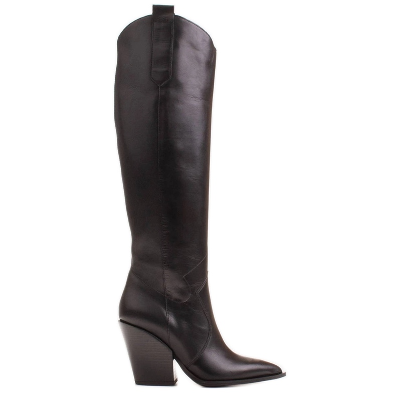 Marco Shoes Bottes hautes pour femmes, bottes de cowboy en cuir véritable le noir Marco Shoes Bottes hautes pour femmes, bottes de cowboy en cuir véritable le noir