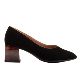 Marco Shoes Escarpins pour femmes en daim naturel avec un talon ambré le noir