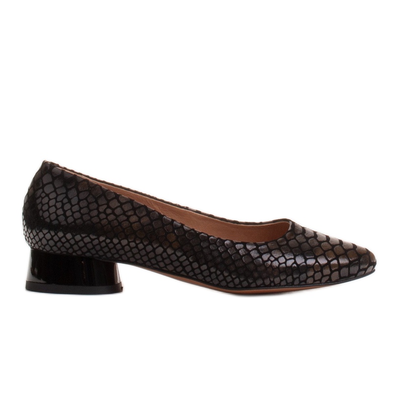 Marco Shoes Ballerines en peau de serpent à talon rond le noir