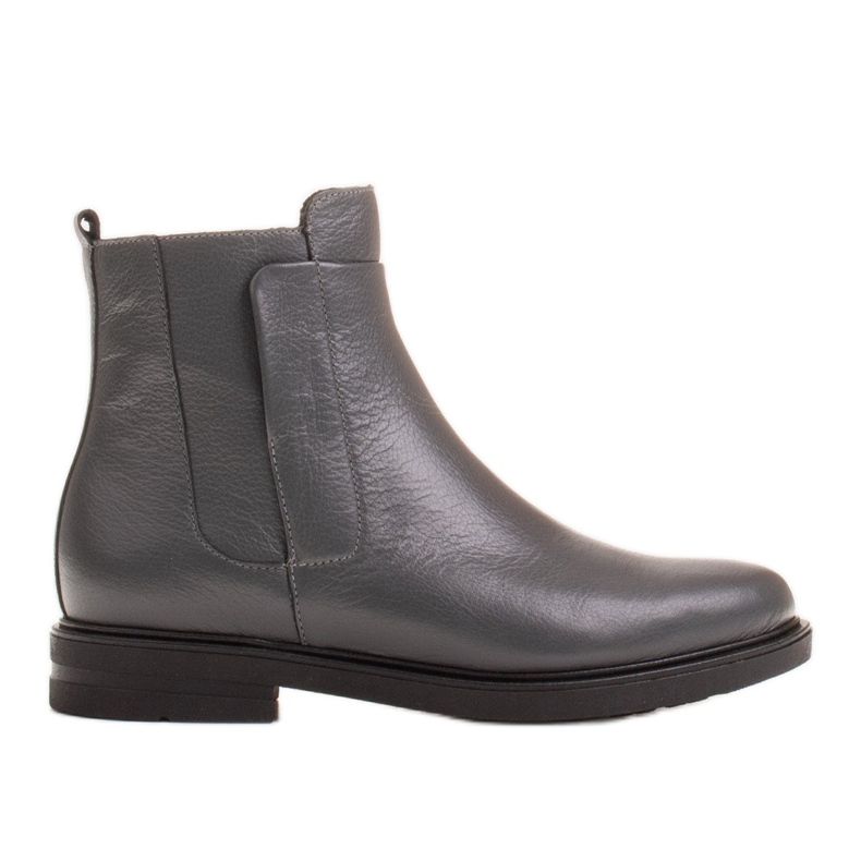 Marco Shoes Bottes légères isolées avec un fond plat en cuir naturel gris