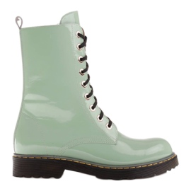 Marco Shoes Bottines hautes, bottines nouées sur une semelle translucide vert Marco Shoes Bottines hautes, bottines nouées sur une semelle translucide vert
