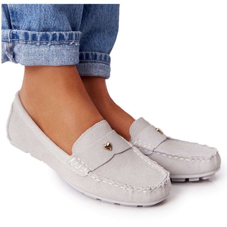 S.Barski Mocassins Femme en Daim S. Barski Gris