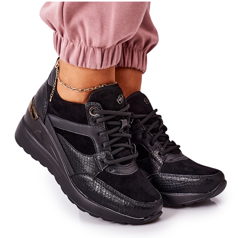 PE1 Baskets compensées noires Temida le noir