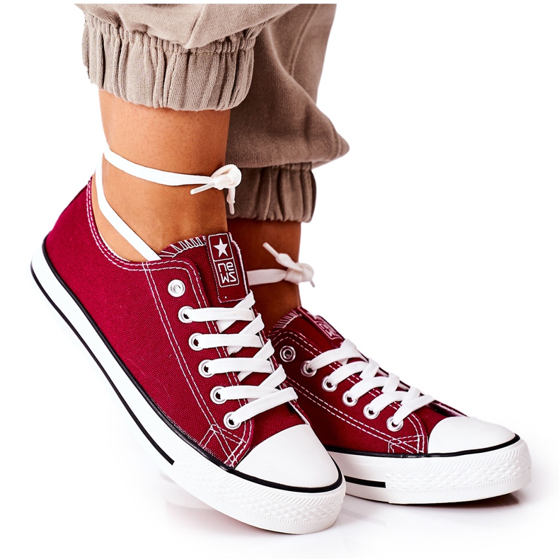 NEWS Baskets Classiques Femme Bordeaux Ecoma rouge