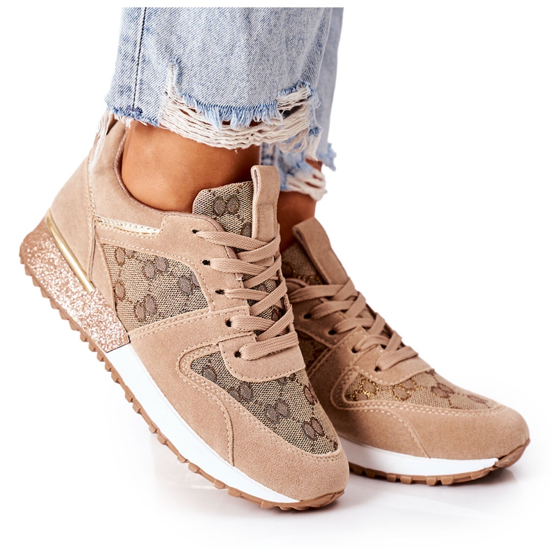 NEWS Chaussures de Sport Baskets Beige et Or Aruba brun NEWS Chaussures de Sport Baskets Beige et Or Aruba brun