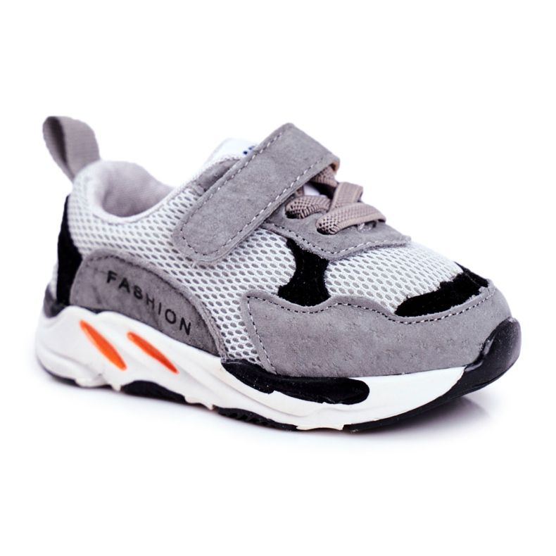 Apawwa Chaussures de sport pour enfants avec velcro, gris