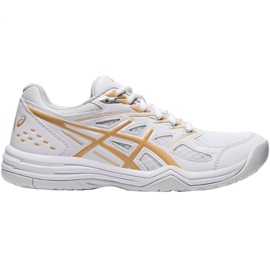 Asics Upcourt 4 W 1072A055 103 chaussures de volley-ball or blanc blanche