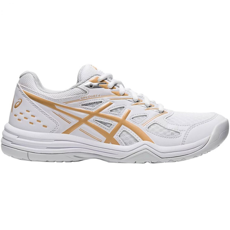 Asics Upcourt 4 W 1072A055 103 chaussures de volley-ball or blanc blanche