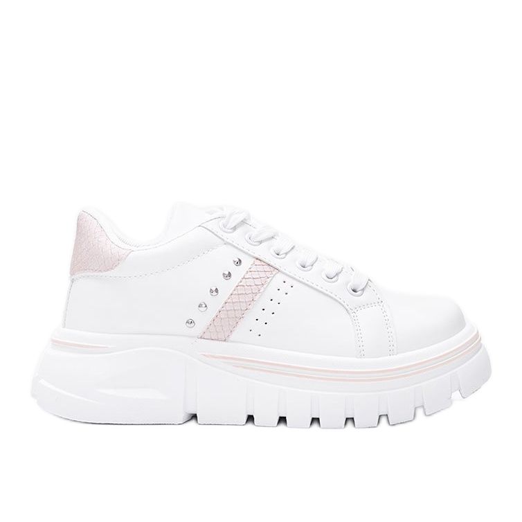 Sneakers blanches avec détails beiges sur une semelle haute Alasana