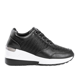 Baskets compensées noires à motif Dianne tressé