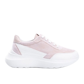 Sneakers beiges avec détails blancs sur une semelle haute Barteks