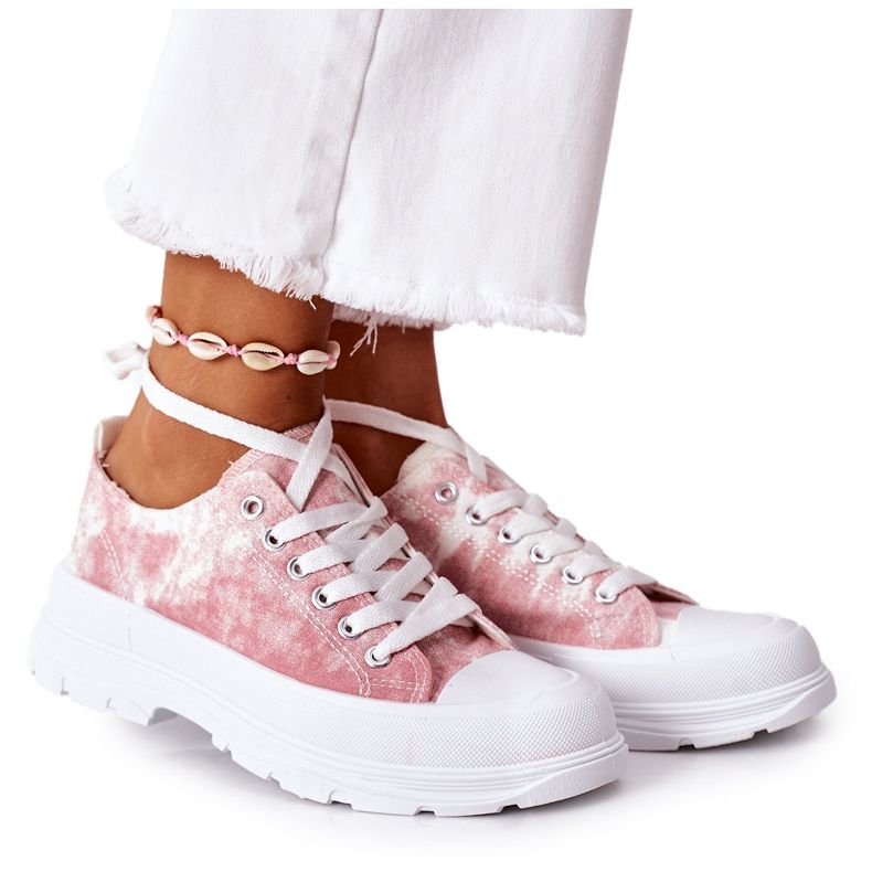 FJ1 Baskets Roses Effet Tie-Dye Travel Time blanche