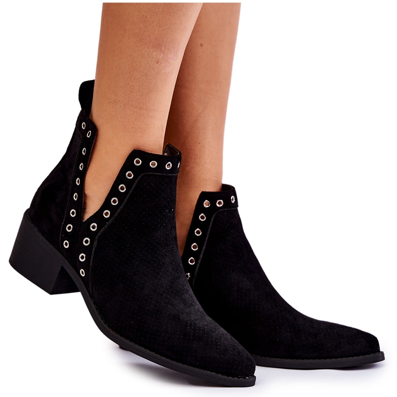 PA1 Bottines ajourées noires western noires le noir