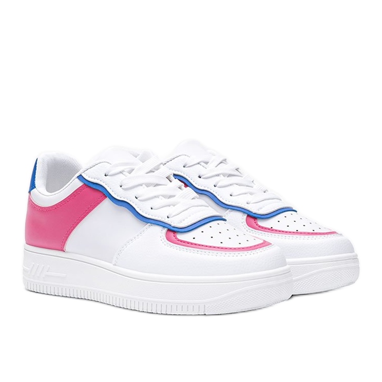 Baskets blanches avec empiècements Noyale colorés rose