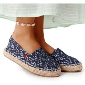 Espadrilles Sur Une Plateforme Tressée Big Star AA274628 Bleu Marine Espadrilles Sur Une Plateforme Tressée Big Star AA274628 Bleu Marine