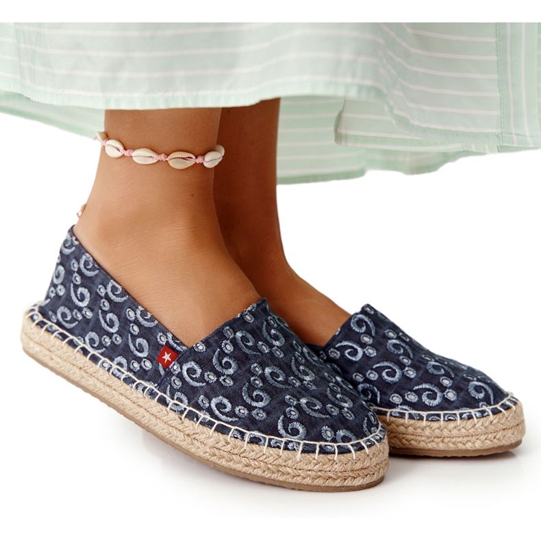 Espadrilles Sur Une Plateforme Tressée Big Star AA274628 Bleu Marine Espadrilles Sur Une Plateforme Tressée Big Star AA274628 Bleu Marine