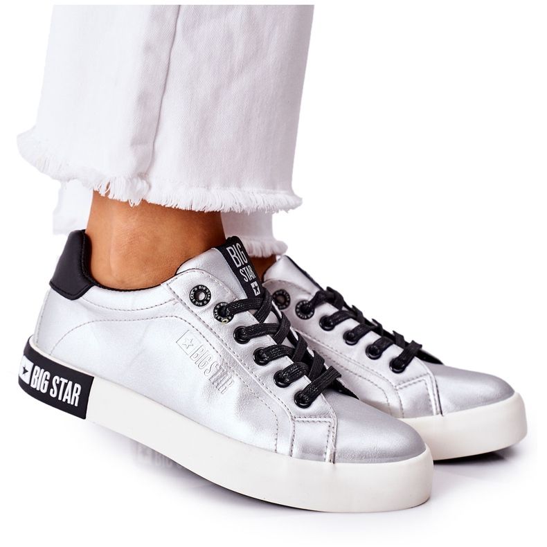 Baskets en cuir pour femmes Big Star II274034 Argent