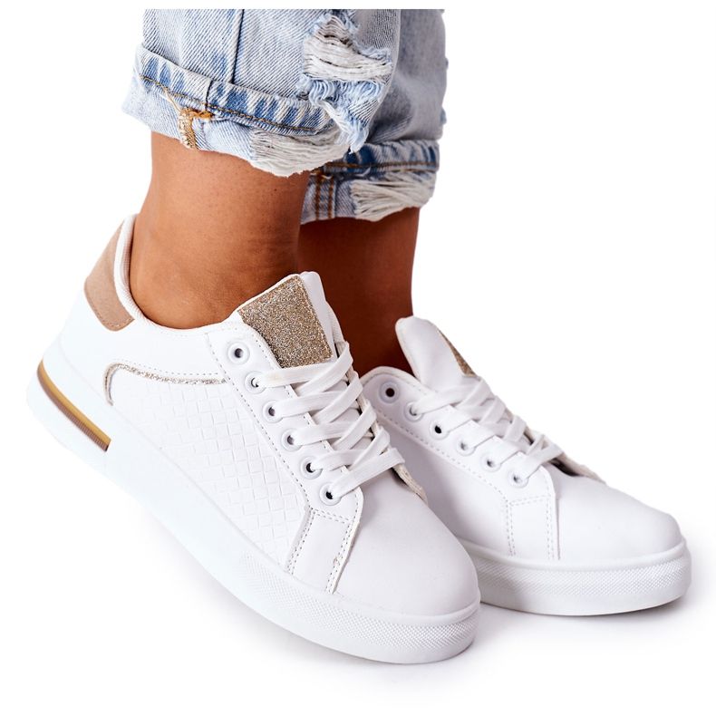 Chaussures de sport Baskets sur la plateforme blanc et beige Lola blanche