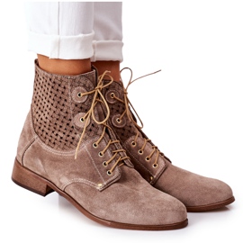 Alberto Violli Bottines En Daim Avec Motif Cappuccino Ajouré Josie brun