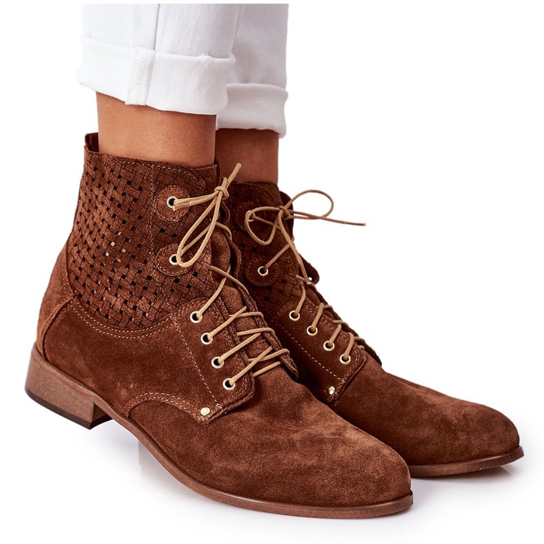 Alberto Violli Bottines En Daim Ajourées Marron Josie brun