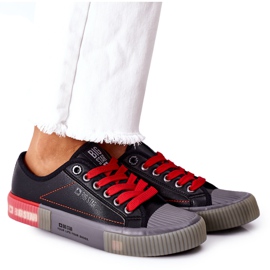 Baskets en cuir pour femmes Big Star II274134 Noir rouge