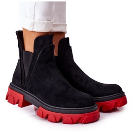 PS1 Bottines chaudes noires et rouges Fearless noires et rouges