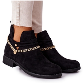 PS1 Bottes en daim noires Elvira avec chaîne le noir