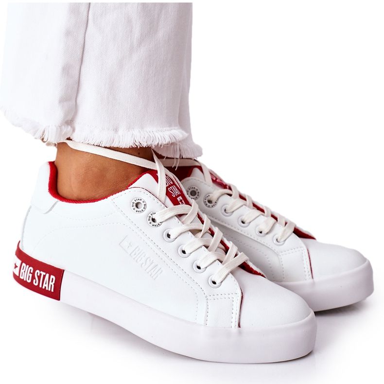 Baskets Cuir Femme Big Star II274032 Blanc-Rouge blanche