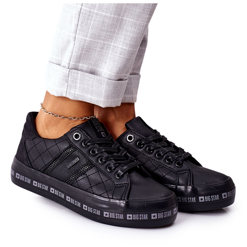 Baskets en cuir sur la plateforme Big Star II274070 noire le noir Baskets en cuir sur la plateforme Big Star II274070 noire le noir