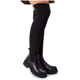 Bottes De Tissu Élastique Black Ice Coffee Au-dessus Du Genou noir